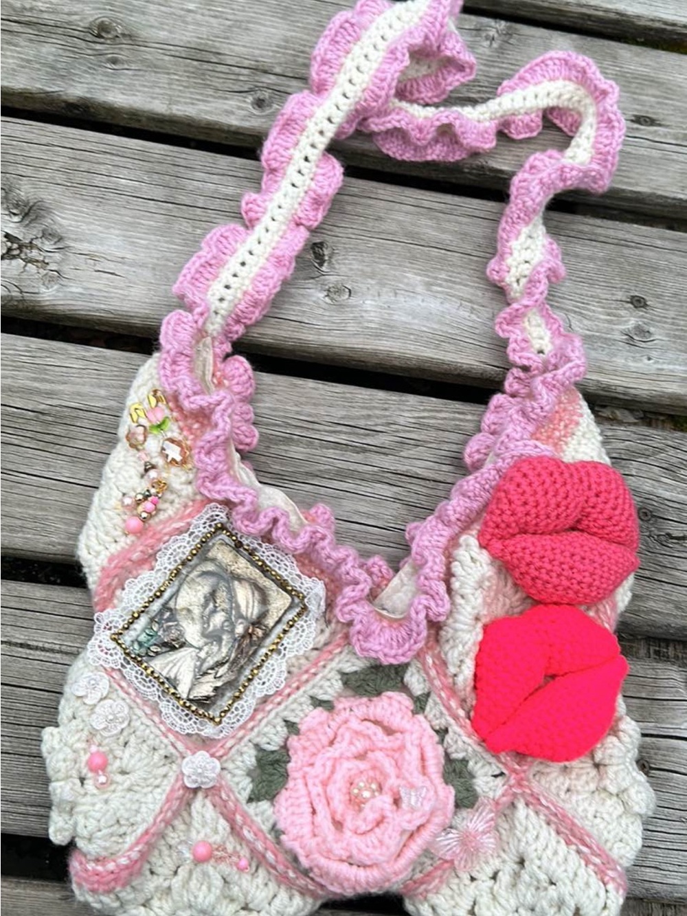 Crochet couture bag